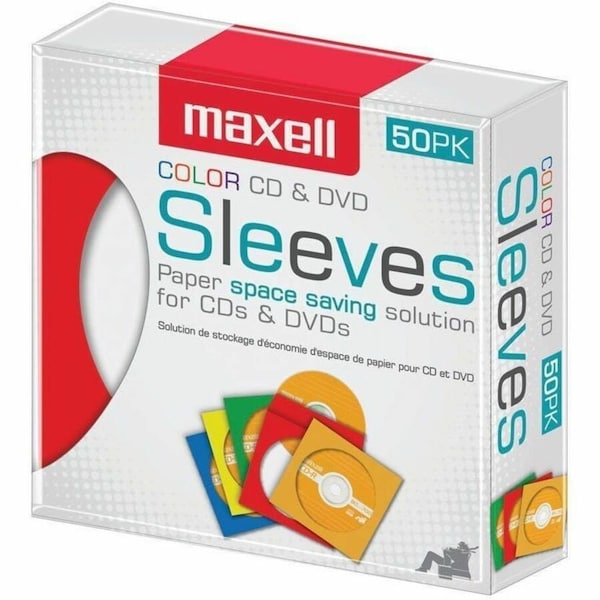 Maxell CD-401 Multi-Color CD & DVD Sleeve - Sleeve - Plastic - AssortedCD/DVD 190134 - main