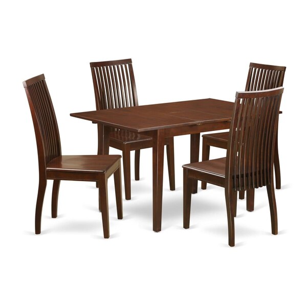East West Furniture 12 in. 5 Piece Rectangular Dining Table Set, Mahogany, 5PK PSIP5-MAH-W - main
