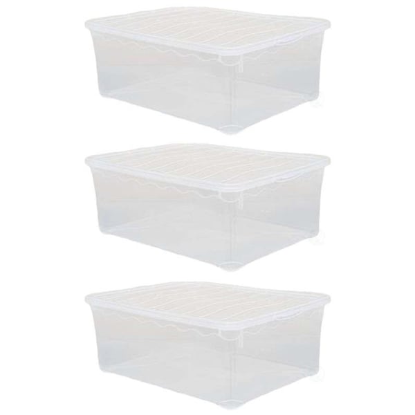 Basicwise Storage Container, 10-1/2 in L x 14 in W x 5-1/2 in H, Clear, Plastic QI003259.3 - main