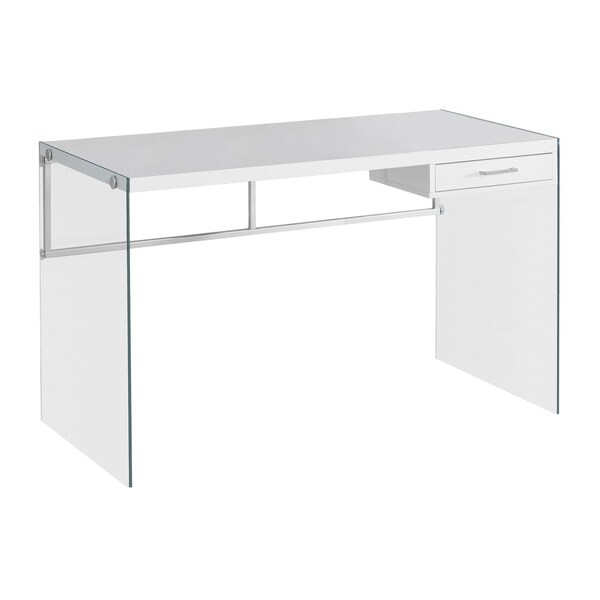 Homeroots 48" White and Clear Computer Desk 333411 - main