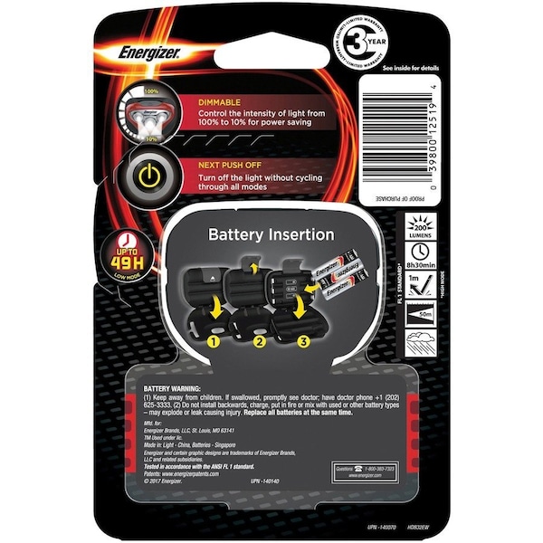 Eveready Vision HD Headlight, Red, 4PK EVEHDB32ECT - main