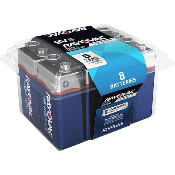 Rayovac High Energy Premium Alkaline 9V Batteries, 8PK A1604-8PPK - main