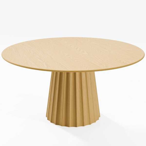 Homeroots 60" Brown Solid Wood Pedestal Base Round Top Dining Table 721027 - main