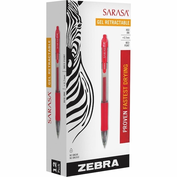Zebra Pen Sarasa Dry X20 Gel Retractable 0.7mm Red Dozen 46830 - main