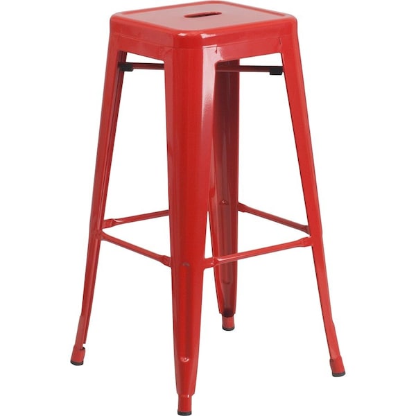 Flash Furniture 30" High No Back Red Metal Barstool Square Seat CH-31320-30-RED-GG - main