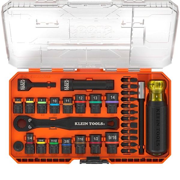 Klein Tools KNECT Pass-Through and Impact Socket Set, SAE and Metric, 33-Piece 65302KNECT - main