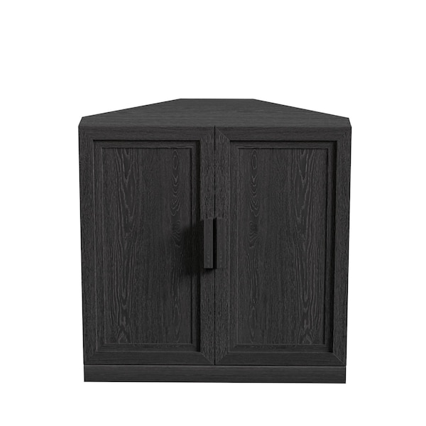 Homeroots 31in Black Wood Corner Accent Cabinet 693400 - main