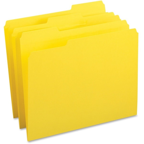 Business Source File Folder, Yellow, Paperboard, PK100 BSN65778 - main