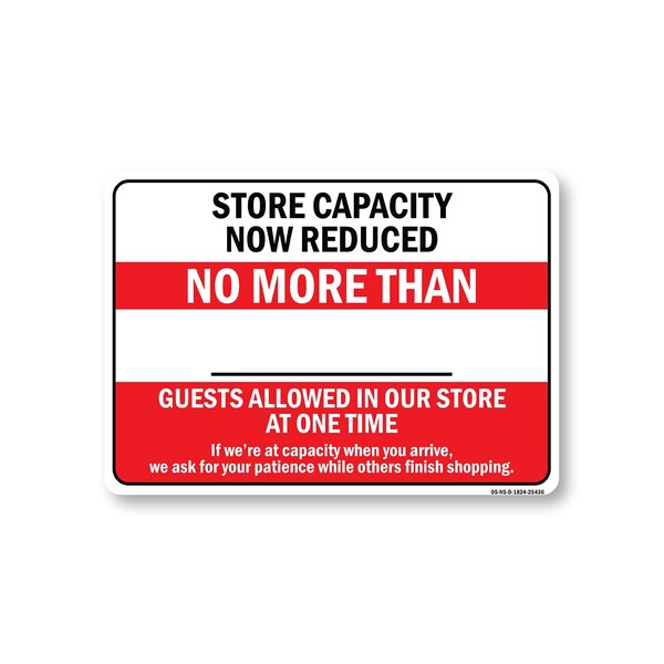 Signmission Public Safety, 18" Height, Decal, 24" x 18", Store Capacity Now Reduced No More Than OS-NS-D-1824-25436 - main