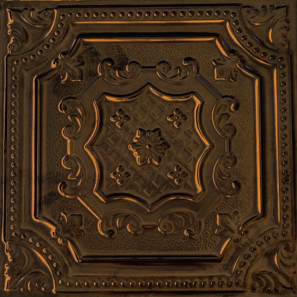 Shanko All Day Tony Pattern 612 Oiled Bronze Surface Mount Vintage Hand Painted Standard CeilingTiles, 12PK ADT612-NU-STD-OIBZ-12 - main