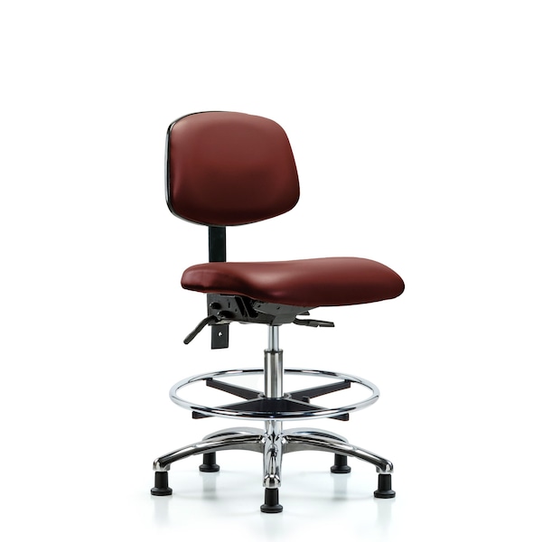Blue Ridge Ergonomics Vinyl Chair Chrome, Med Bench, Foot Ring, Casters, Borscht BR-VMBCH-CR-T0-A0-CF-RG-8815 - main