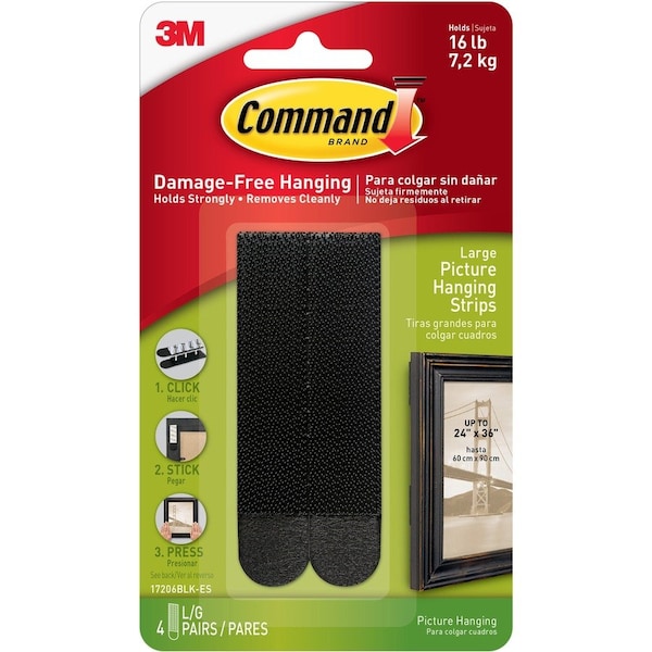Command Large Black Picture Hanging Strips PK4 17206BLK-ES - main