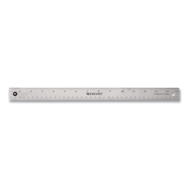 Westcott Stainless Steel Office Ruler With Non Slip Cork Base, Standard/Metric, 15in Long 10416/55283 - main