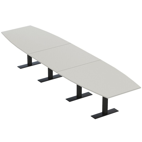 Skutchi Designs 16ft Boat Conference Table With Power | Harmony Series | 16 Person Meeting Room Table HAR-BOT-48X192-T.BK-U779-NA - main