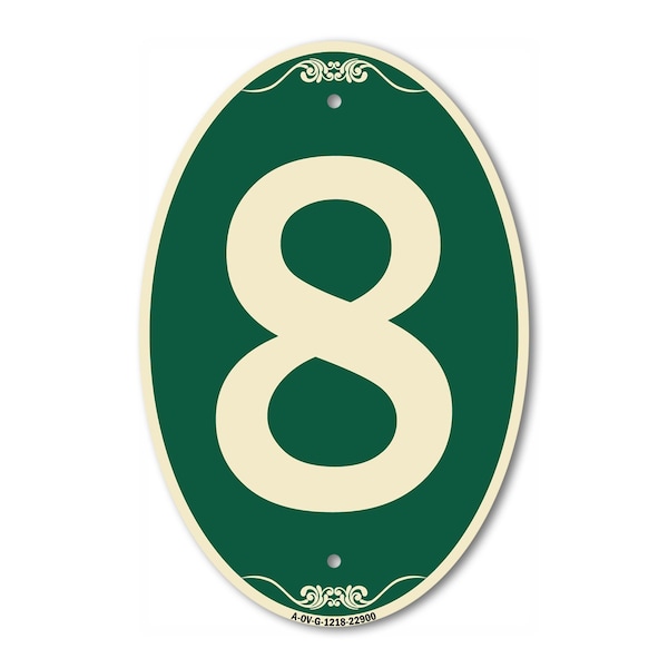 Signmission Number 8, 12 Inch X 18 Inch Architectural Oval, Heavy Gauge Aluminum A-OV-G-1218-22900 - main