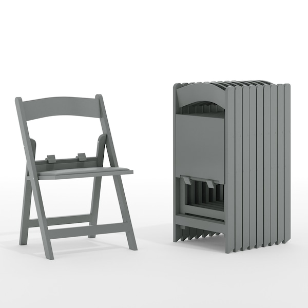 Flash Furniture HERCULES Kids Gray Resin Folding Chairs with White Gray Padded Seat, 10PK 10-LE-L-1K-GY-GG - main