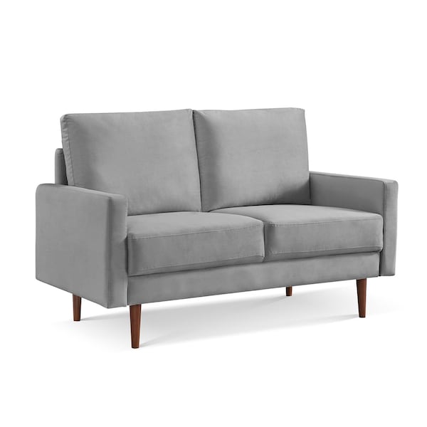 Homeroots 57" Gray And Dark Brown Velvet Loveseat 543719 - main