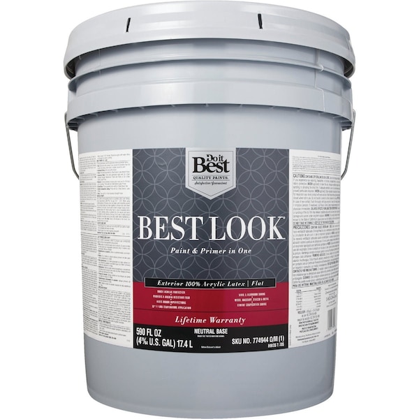 Do It Best 100% Acrylic Latex Premium Paint & Primer In One Flat Exterior House Paint Neutral Base 5 Gal. HW35T0705-20 - main