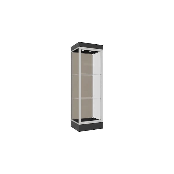 Ghent Lighted Floor Display Case 24x76x20, 6" Base, Satin 91LFCO-SN-BLK - main