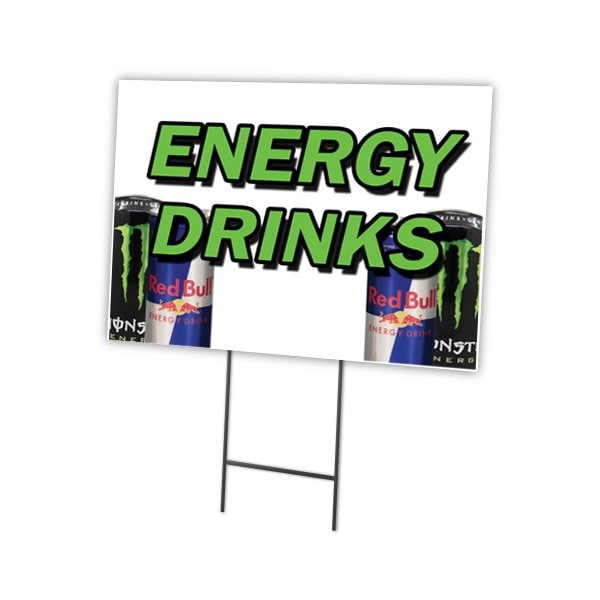Signmission ENERGY DRINKS 18inx24in Double Sided Yard & Stake outdoor plastic coroplast, C-1824-DS-Energy Drinks C-1824-DS-Energy Drinks - main
