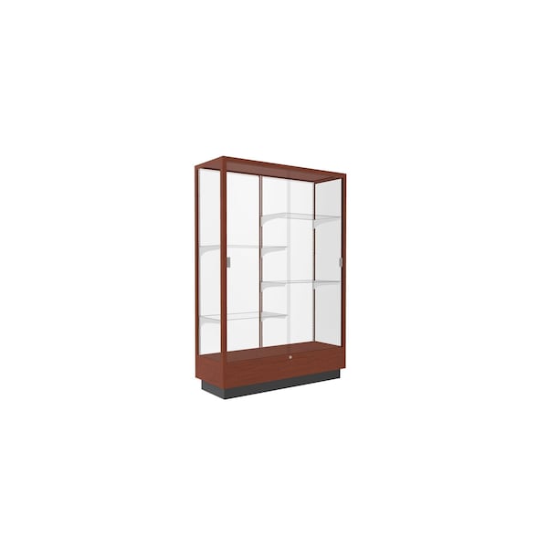 Ghent Heritage Wood Display Case, Caramel Hardwood, White Back, 70''H x 48''W x 18''D 891M-WB-K - main