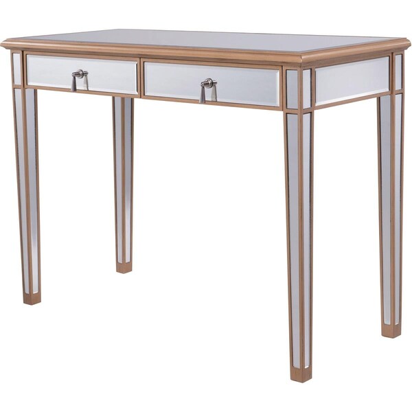 Elegant Decor 2 Drawers Dressing Table Gold Paint - Hand Rubbed, Antique Gold - 42 x 18 x 31 in. MF6-1106G - main