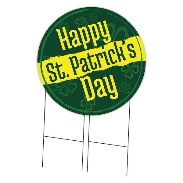 Signmission Happy St Patrick Day Double Sided Corrugated Plastic Circle Yard Sign C-36-CIR-DS-WS-Happy st Patrick Day 2 - main