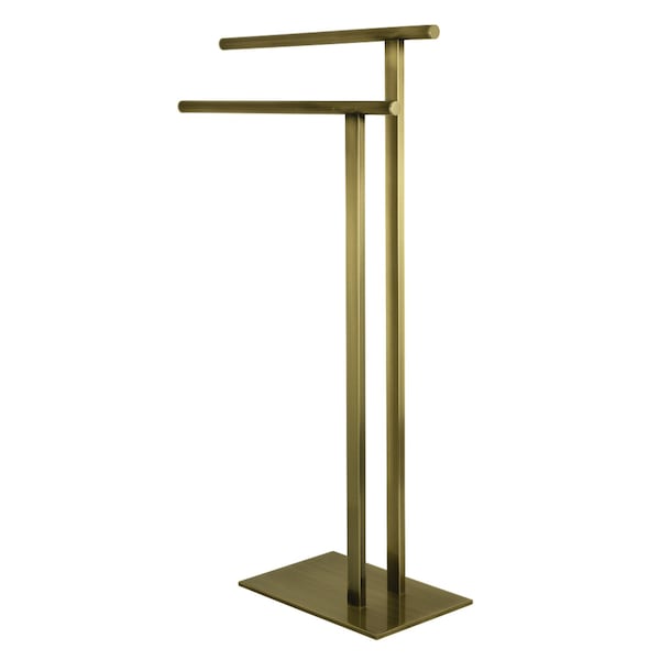 Kingston Brass 32-7/16" Freestanding Pedestal 2-Tier L-Shape Towel Rack, Antique Brass SCC6033 - main