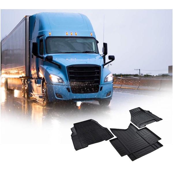 Mytee Products Black Semi Truck Floor Mats Liners for Freightliner Cascadia 116 & 126 - 3Pc Set MAT-FC3P-AT5D1823 - main