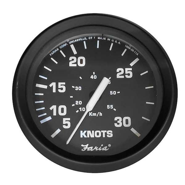 Perfectpitch 4 in. 30 Knot Speedometer for Mechanical Pitot Tube, Euro Black PE3460806 - main