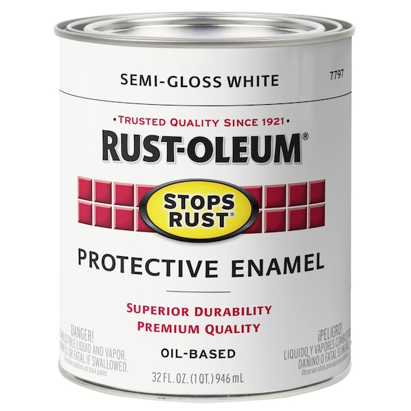 Rust-Oleum Interior/Exterior Paint, Semi-Gloss, White, 1 qt 7797502 - main