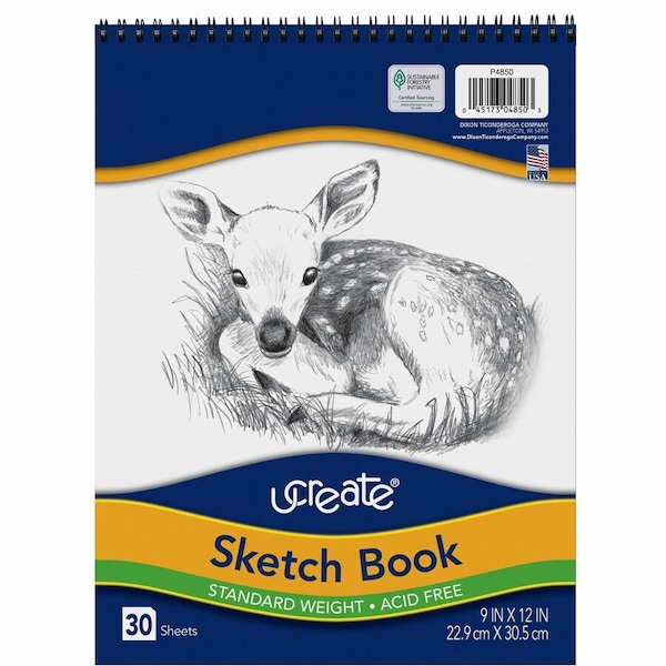 Pacon Art1st® Sketch Book, Standard Weight, 9" x 12", 30 Sheets/Book, PK3 4850 - main