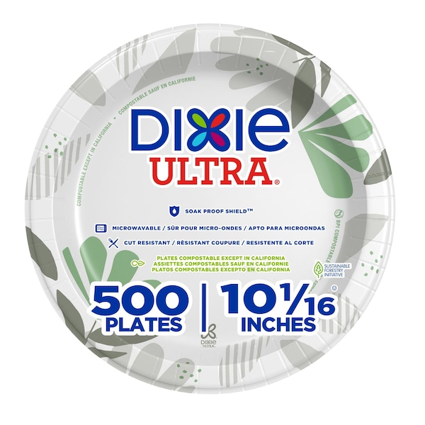 Dixie Disposable Paper Plate, 10 1/8 in, Pathways, Multi Color, PK500 SXP10PATH - main