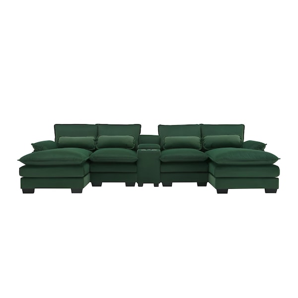 Homeroots 55" Green Fabric Modular USB Sleeper Sofa 568295 - main