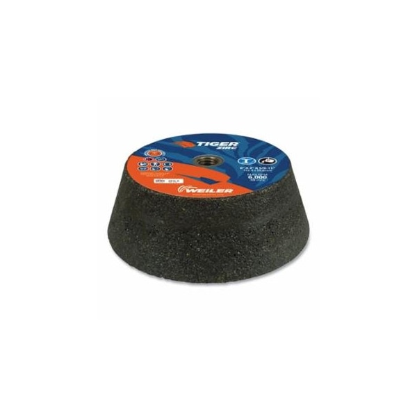 Weiler Tiger Flaring Cup Wheel, 6 in/4-3/4 in dia x 2 in Thick x 5/8 in-11 Arbor, 1-1/2 in Rim, 16, 5PK 804-68364 - main