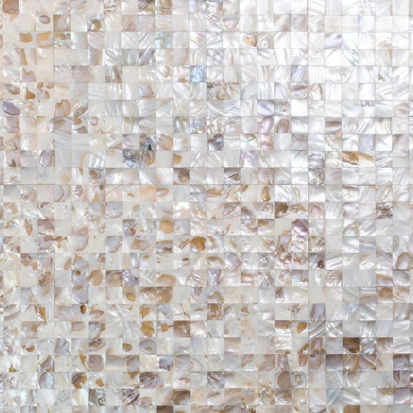 Apollo Tile Concha 11.8 in. x 11.8 in. Polished White, Beige Shell, Mother of Pearl Mosaic Wall Tile, 20PK APLSMA88SQ01A - main