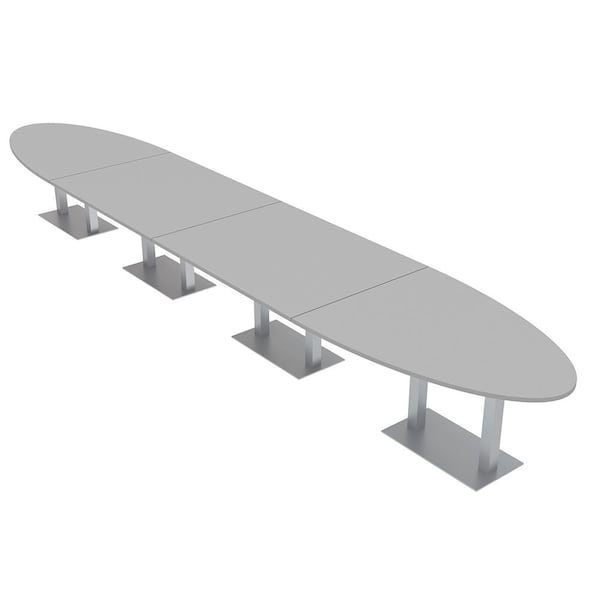 Skutchi Designs Oval Conference Table With Power Unit, 48 in W, 240 in L, Grey HAR-OVL-48X240-DOU-U779-NA - main