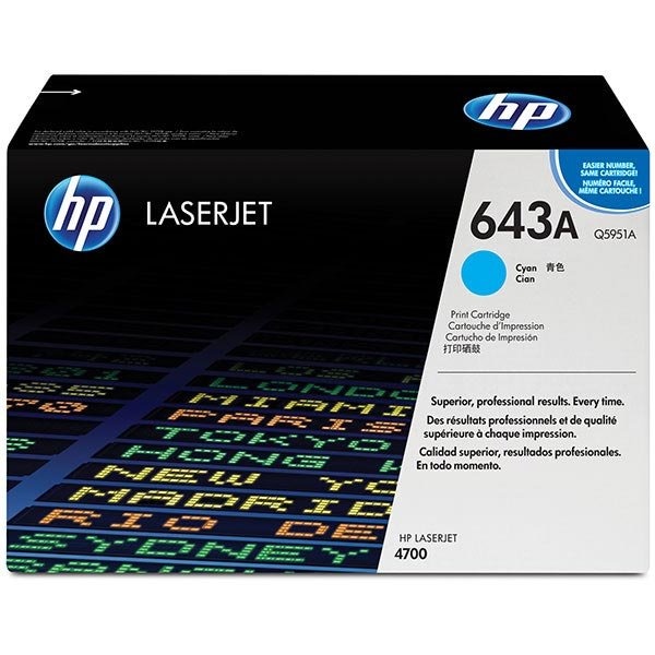 Hp 643A (Q5951A) Cyan Original LaserJet Toner Cartridge (10,000 Yield) Q5951A - main