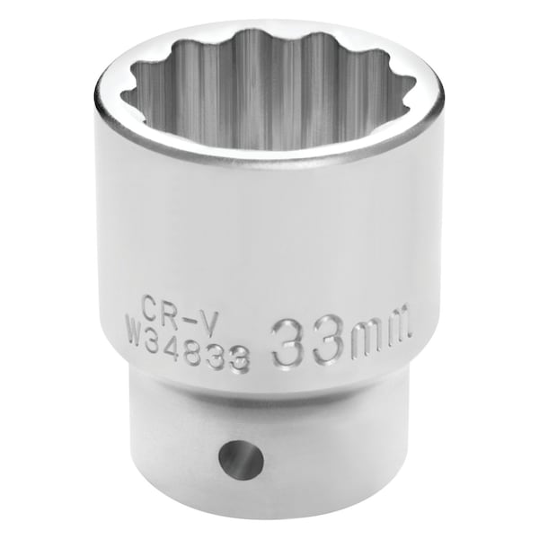 Performance Tool 3/4 Dr. 33mm Socket, 12 Point, Chrome Vanadium, Corrosion Resistant W34833 - main