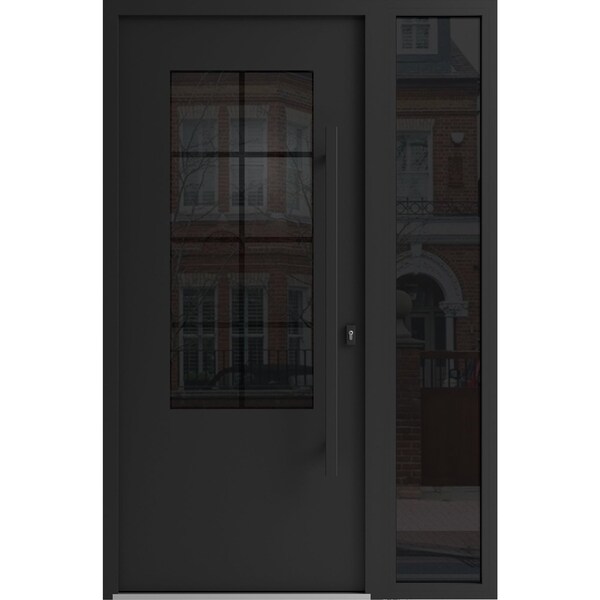 Vdomdoors Aluminum Door Iron 0101 Black Entry Steel Metal Classic Painted 52 x 80 (36+16 x 80)-Left Inswing IRON0101EXD-BLK-W36+16xH80-LH-I - main