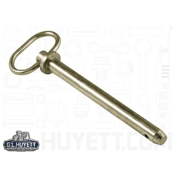 Huyett Hitch Pin, RH, Zn Yelw Med Carbon Steel, .625 Dia x 5.75 Eff L x 6.5 Shk L x .203 Hole Dia HP-0625-5750R - main