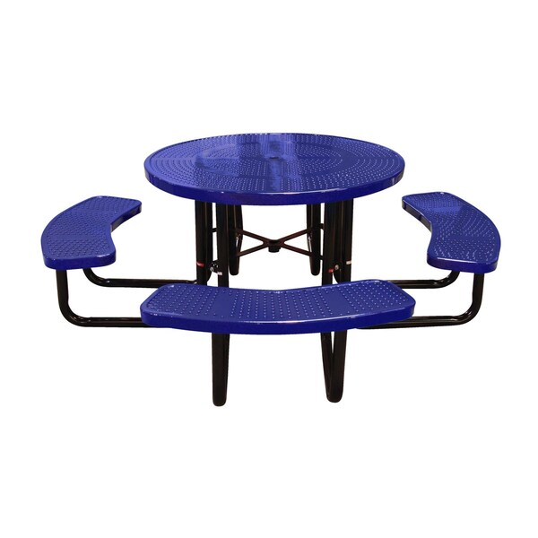 Leisure Craft 46" Round Picnic Table, Perforated Metal, Portable, Navy T46ROP-PERF-NAVY - main