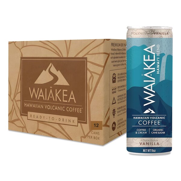 Waiakea Hawaiian Volcanic Cold Brew Coffee, Polynesian Vanilla, 11 oz Can, 12PK NOV00610 - main