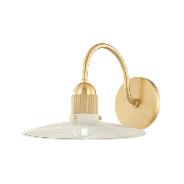 Mitzi Leanna 1 Light Wall Sconce 7 In. Aged Brass/Soft Cream H793101-AGB/SCR - main