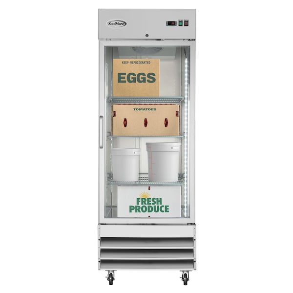 Koolmore 29" Stainless Steel 1 Glass Door Commercial Reach-in Refrigerator Cooler - 23 cu. ft RIR-1D-GD - main