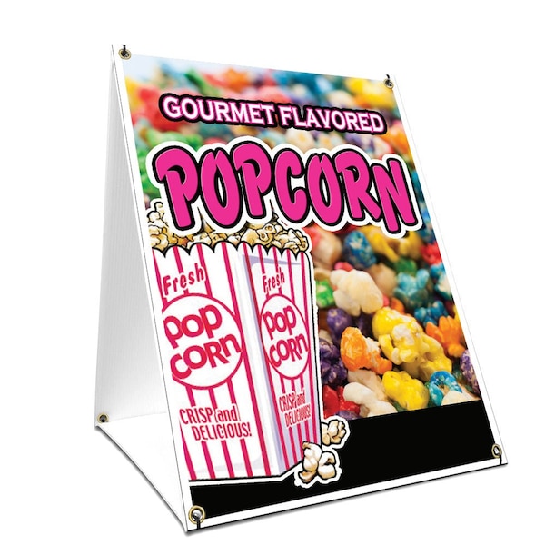 Signmission Gourmet Flavored Popcorn, 36 Inch x 24 Inch A-frame Yard Sign, Plastic Sign SBC-2436-Gourmet Flavored Popcorn - main