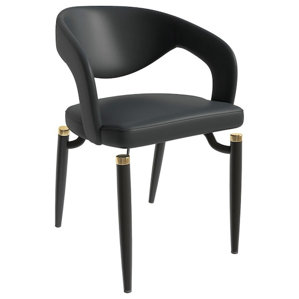 Leisuremod Entice Modern Leather Dining Chair with Iron Legs Open-Back Design in Charcoal Black EC60CH - main