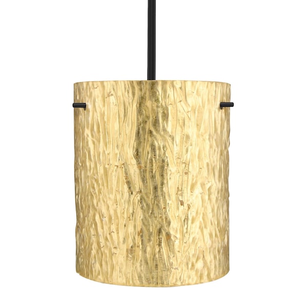 Besa Lighting Besa Tamburo 8 Stem Pendant, Stone Gold Foil, Black Finish, 1x 100W MAX E26 Base 1TT-4006GS-BK - main