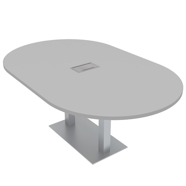 Skutchi Designs Racetrack Conference Table With Power Unit, 48 in W, 84 in L, Grey HAR-RAC-48X84-DOU-U779-ESIL - main