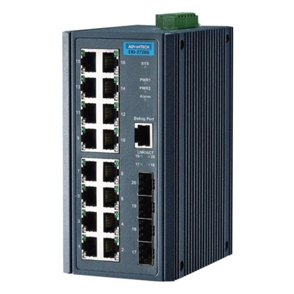 Advantech 16G+4SFP PORT UNMANAGED ETHERN SWITCH NEMA TS2 FOR TRAFFIC CONTROL EKI-2720G-4F-AE - main